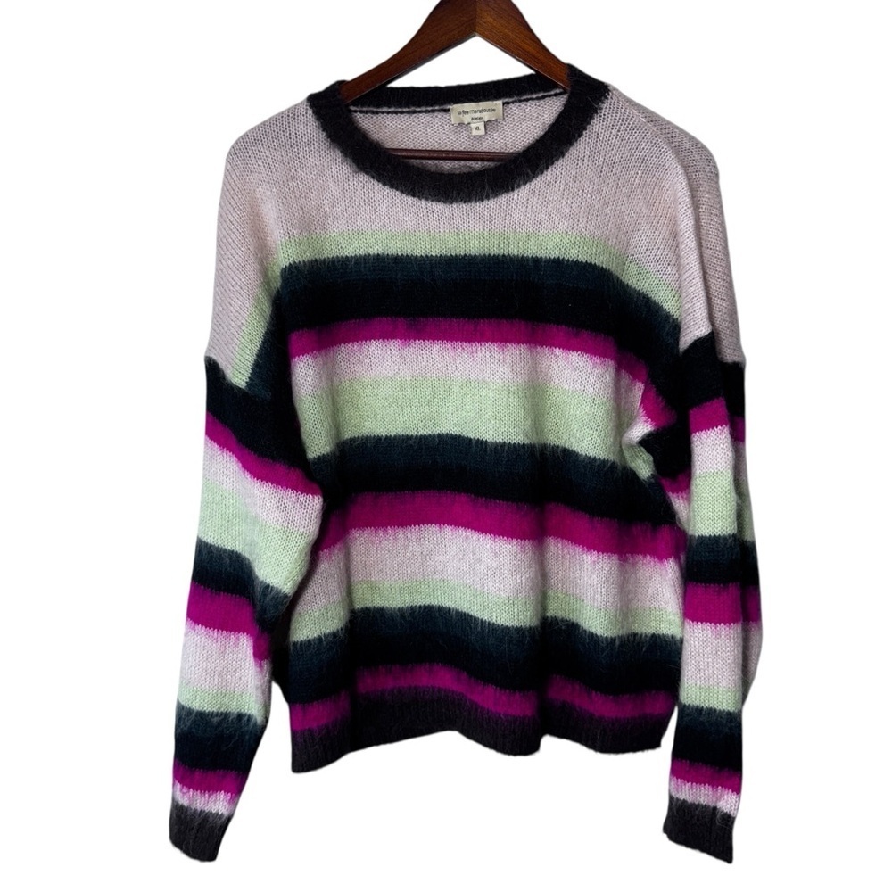 Atelier La Fee MaraBoutee Mohair Blend Striped Crew Neck Long Sleeve Sweater XL